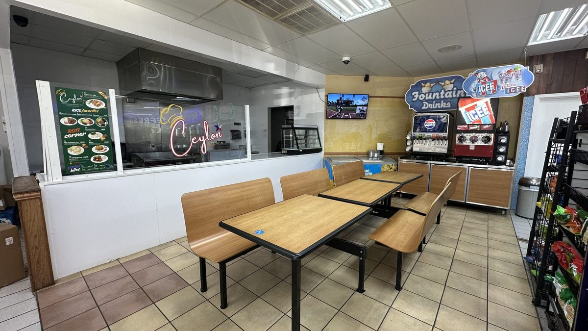 Inside the gas station deli — the Ceylon Kitchen counter